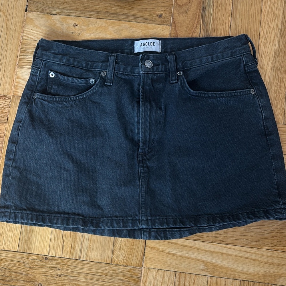 Agolde Black Denim Mini Skirt